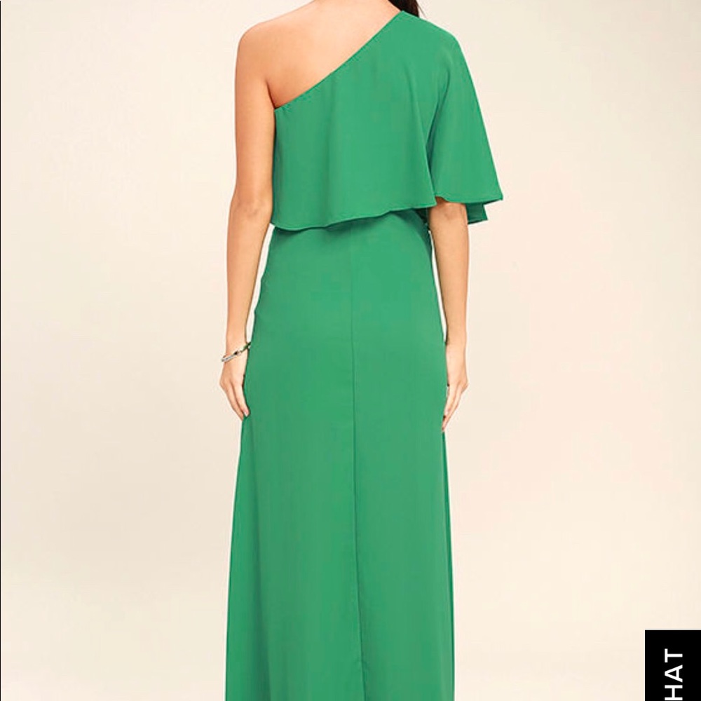 Lulus emerald Green One shoulder long dress - Picture 4 of 9